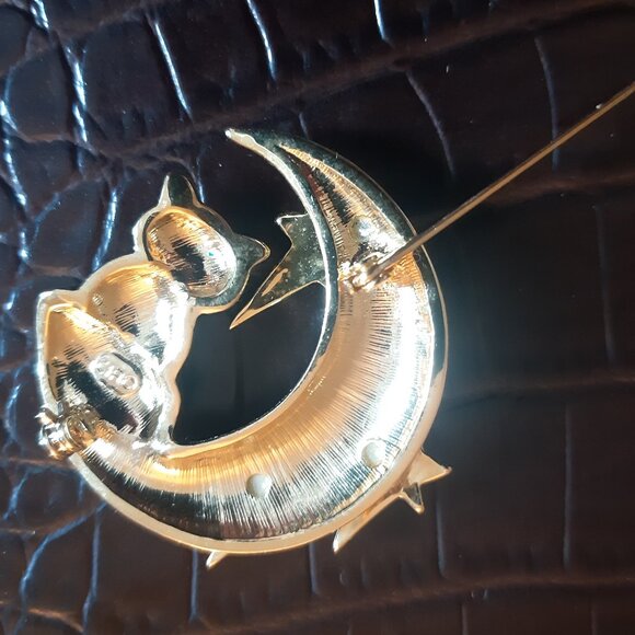 Ciro Black Cat & The Moon w/ Stars Vintage Brooch - Picture 8 of 9